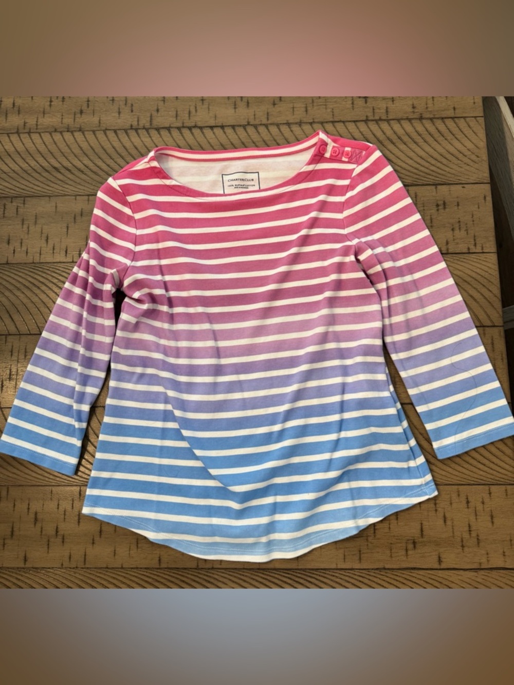 Charter Club Striped Too- Pink to Blue Ombre